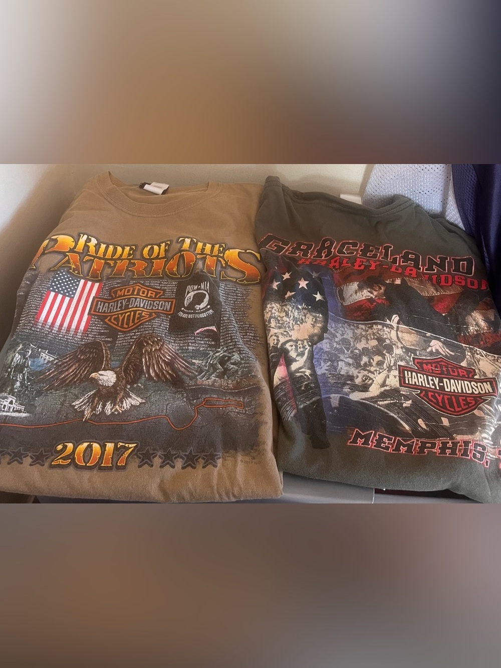 2  harley davidson music shirt bundle graceland pow mia 2x b1 memphis dmv band